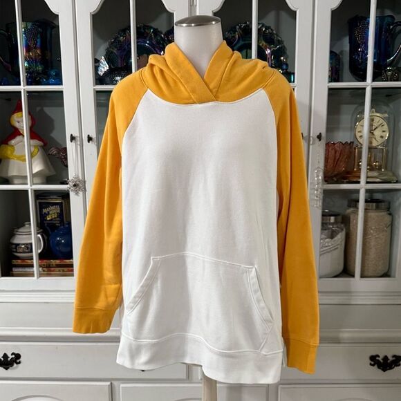 Old Navy White and Yellow Colorblock Hoodie Size Large - Picture 1 of 8